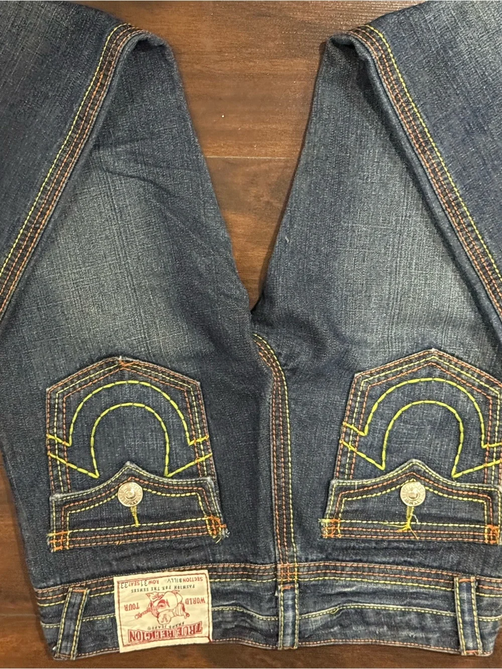 True Religion Women's Dark Indigo Boot Cut Jeans with Multicolor Stitching - Picture 5 of 5